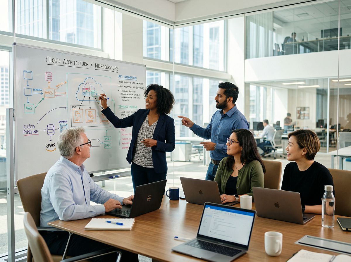 IT professionals collaborating in a modern office